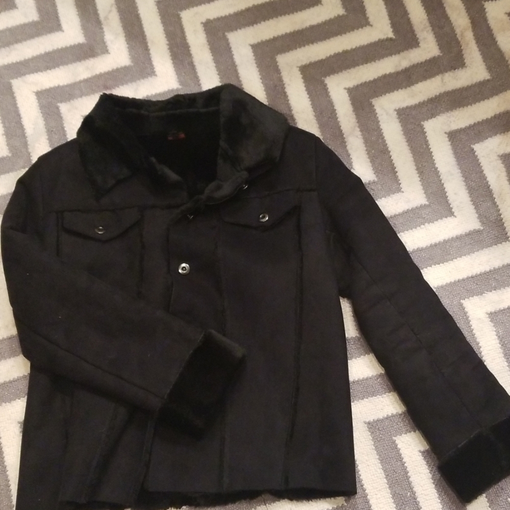 Black shearling coat size M